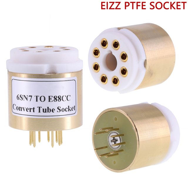 1PC CV181 6SL7 6N8P 6N9P 6SN7 TO ECC88 E88CC 6DJ8 6N2 6922 DIY Audio Vacuum Tube Amplifier Convter Copper shell+EIZZ PTFE Socket C