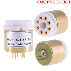 1PC 6V6 TO EL84 EL34 TO EL84 6BQ5 6P14 6P15 Vacuum tube socket adapter converter Copper shell+CMC PTFE Socket D