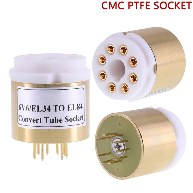 1PC 6V6 TO EL84 EL34 TO EL84 6BQ5 6P14 6P15 Vacuum tube socket adapter converter Copper shell+CMC PTFE Socket D