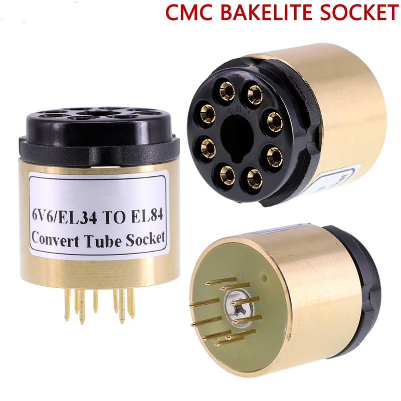 1PC 6V6 TO EL84 EL34 TO EL84 6BQ5 6P14 6P15 Vacuum tube socket adapter converter Copper shell+CMC Bakelite Socket E