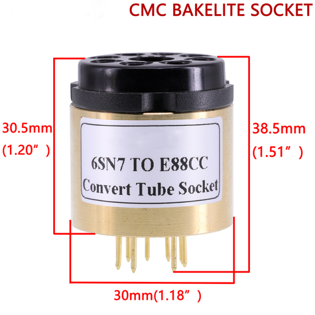 1PC CV181 6SL7 6N8P 6N9P 6SN7 TO ECC88 E88CC 6DJ8 6N2 6922 DIY Audio Vacuum Tube Amplifier Convter Copper shell+CMC Bakelite Socket E