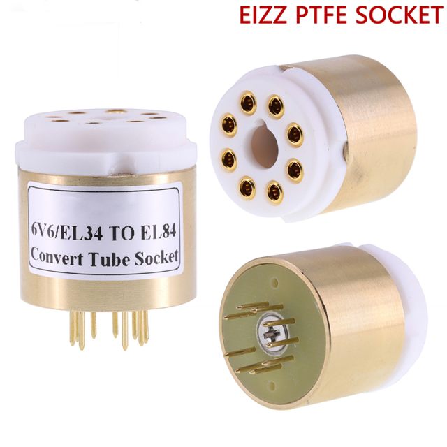 1PC 6V6 TO EL84 EL34 TO EL84 6BQ5 6P14 6P15 Vacuum tube socket adapter converter Copper shell+EIZZ PTFE Socket C