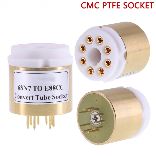 1PC CV181 6SL7 6N8P 6N9P 6SN7 TO ECC88 E88CC 6DJ8 6N2 6922 DIY Audio Vacuum Tube Amplifier Convter Copper shell+CMC PTFE Socket D