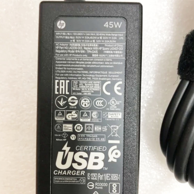 Original New 45W 15V 3A Laptop AC adapter power supply TYPE-C P/N:L43407-001 for HP