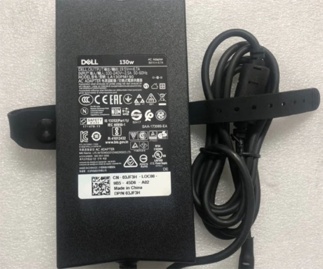 DELL 130W 19.5V 6.7A AC Power Charger Laptop Adapter JU012 DA130PE1-00 ADP-130DB B WRHKW VJCH5