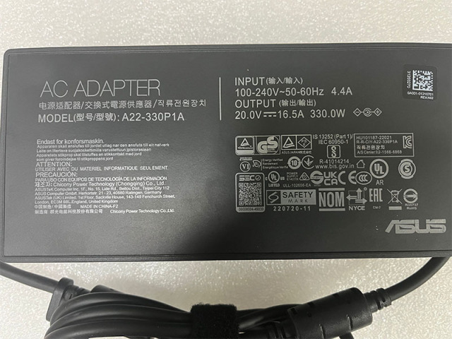 20V 16.5A 330W A22-330P1A Power Supply AC DC Adapter For ASUS ROG Strix SCAR 18/i9-13980HX/RTX4080 GX650PY Charger