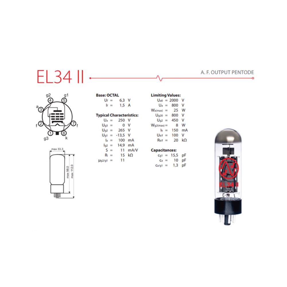 NEW Audio Valve Vacuum Tube blue Slovakia JJ EL34II Replace 6P3P 6CA7 EL34 EL34B for tube amplifier