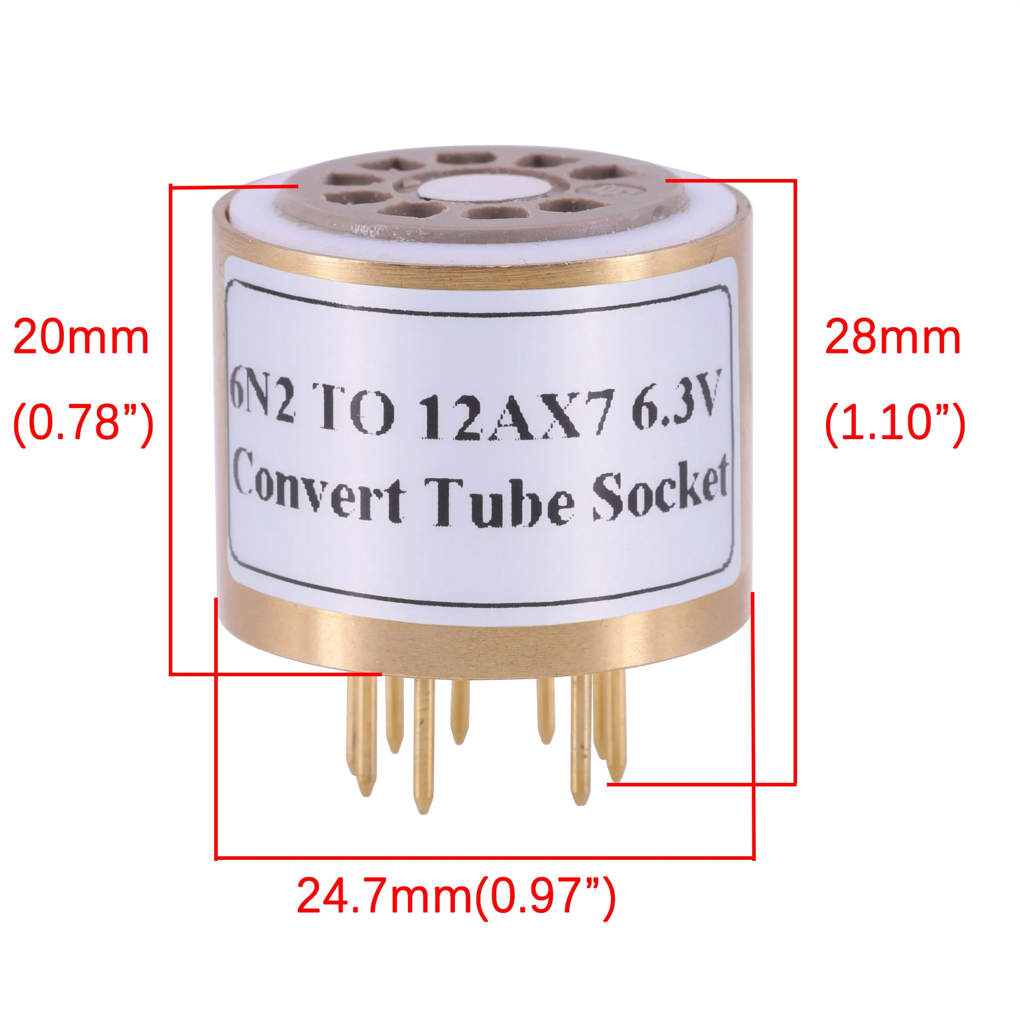 1pc 6N2 TO 12AX7 6.3V Valve Tube Amplifier Socket converter adapter bakelite socket with copper case
