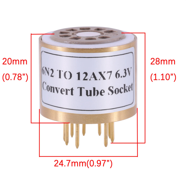 1pc 6N2 TO 12AX7 6.3V Valve Tube Amplifier Socket converter adapter bakelite socket with copper case