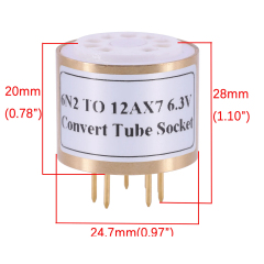 1pc 6N2 TO 12AX7 6.3V Valve Tube Amplifier Socket converter adapter ceramic socket with copper case