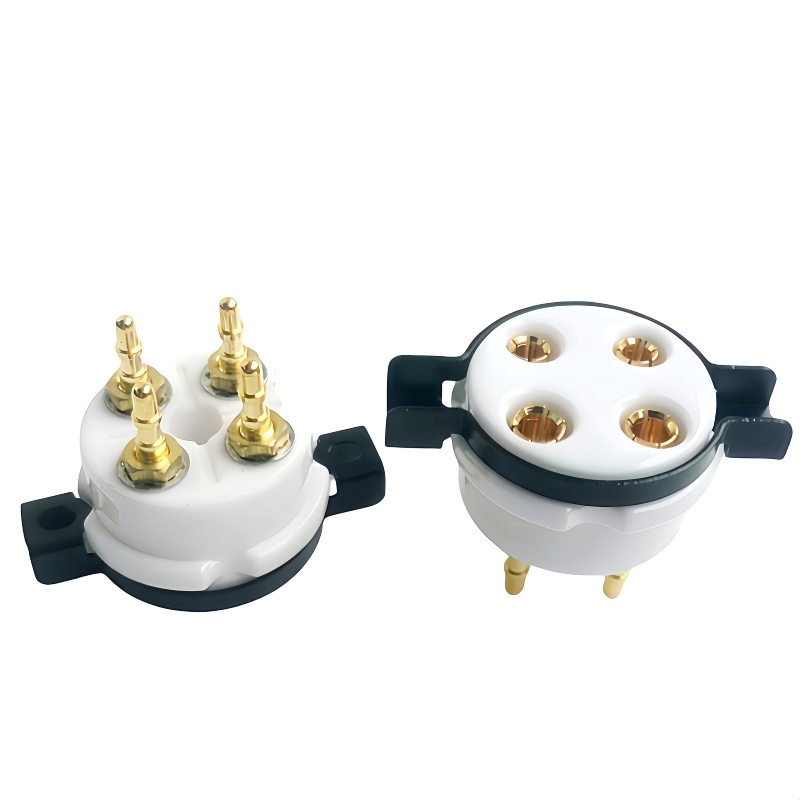 1PC EIZZ 4 pin 4pins Ceramic Vacuum Tube Socket for 2A3 274A 300B 300BC 801 811 WTIH SCREW