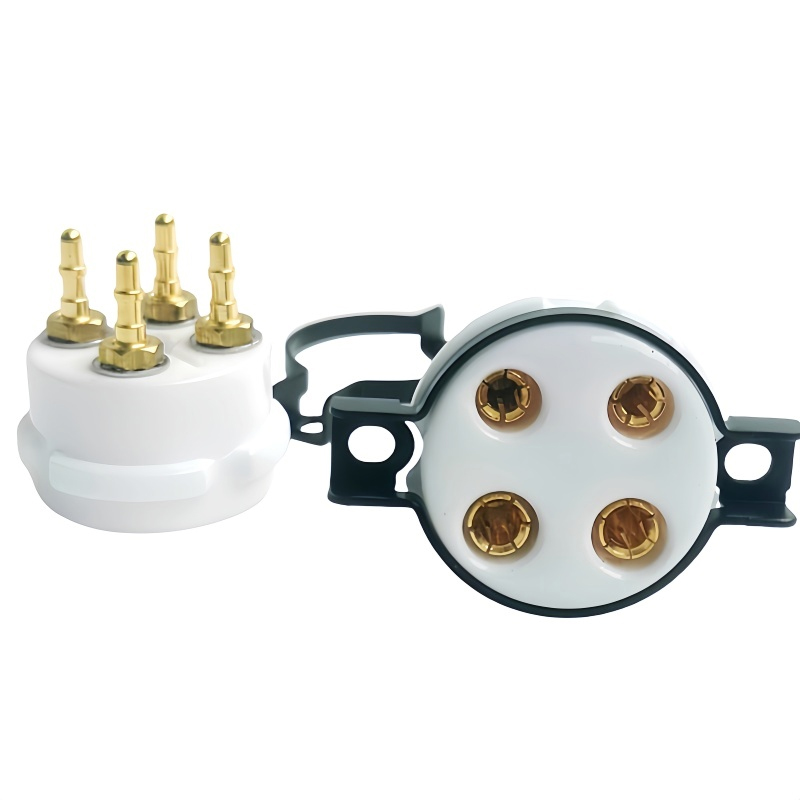 1PC EIZZ 4 pin 4pins Ceramic Vacuum Tube Socket for 2A3 274A 300B 300BC 801 811 WTIH SCREW