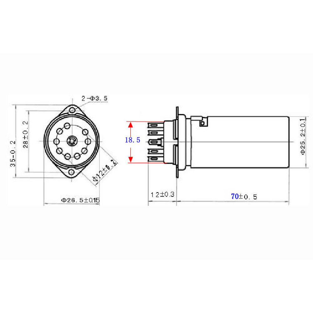 1PC Golden 9pin Tube socket for EL84 6BQ5 12BH7 6P1 With 70mm Shield Base  GZC9-F-B-70