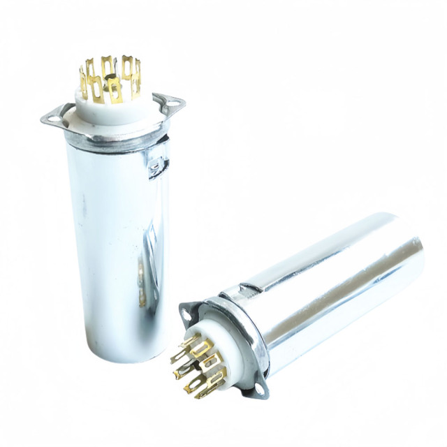 1PC Golden 9pin Tube socket for EL84 6BQ5 12BH7 6P1 With 70mm Shield Base  GZC9-F-B-70
