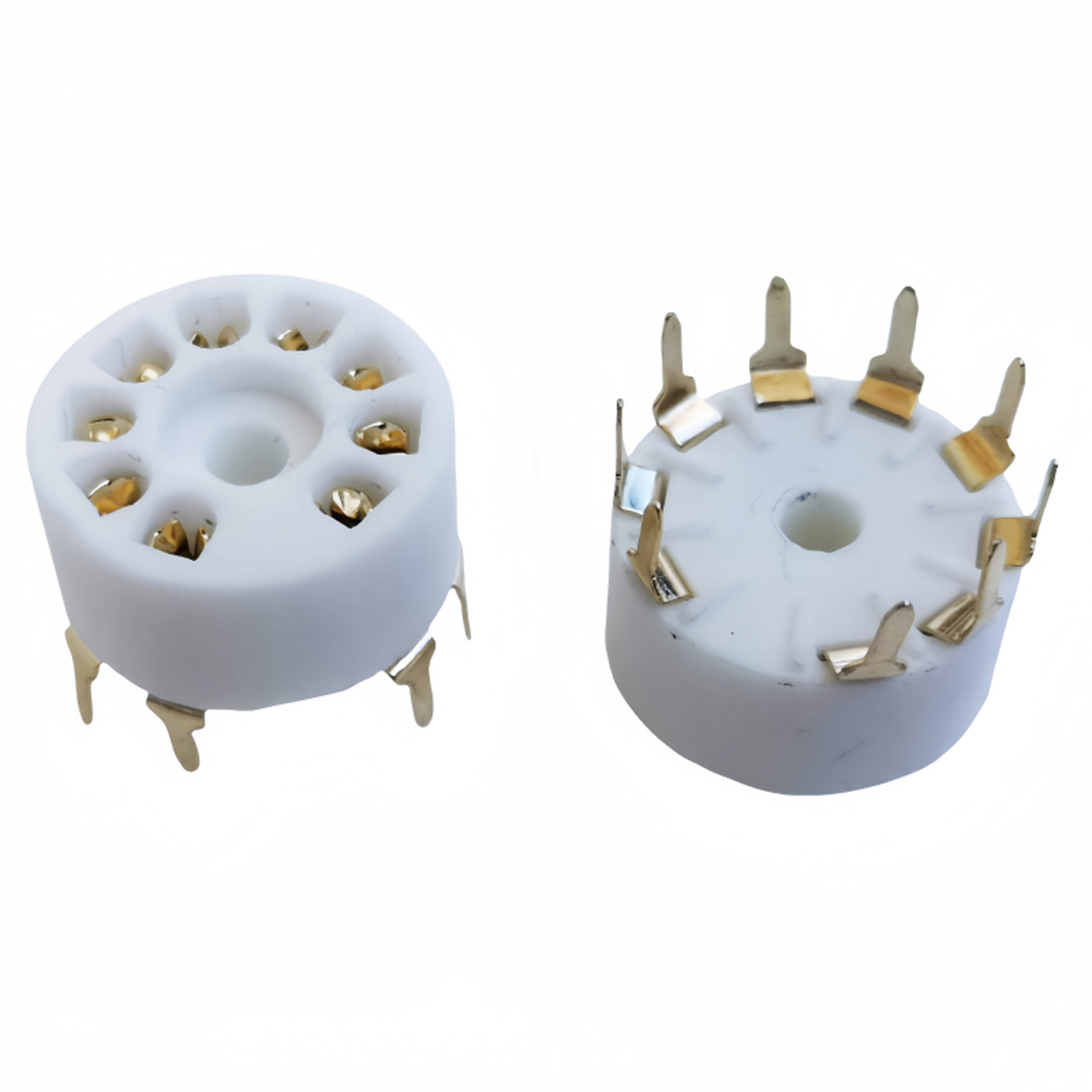 1PC Ceramic miniature 9-pin tube socket GZC9-A-G gold-plated 9-pin socket for PCB compatible with 6P1 6N1 6N3 6P14 tubes