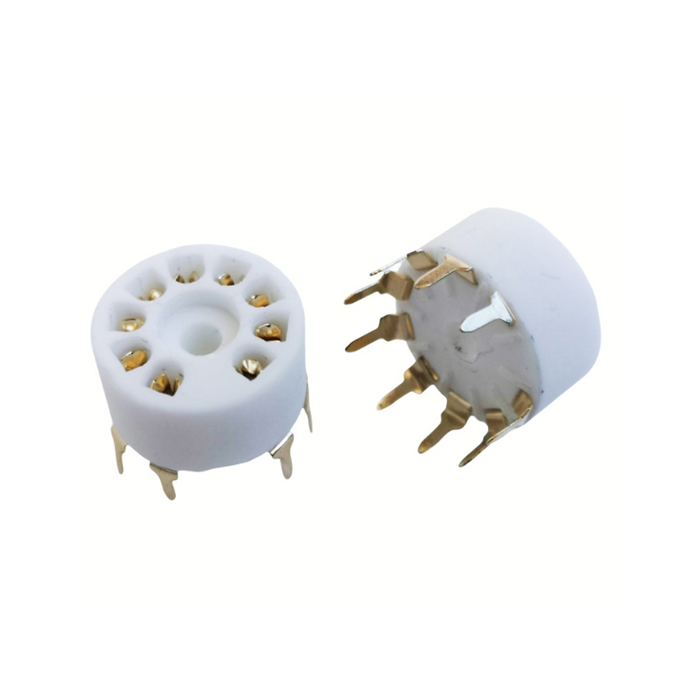 1PC Ceramic miniature 9-pin tube socket GZC9-A-G gold-plated 9-pin socket for PCB compatible with 6P1 6N1 6N3 6P14 tubes