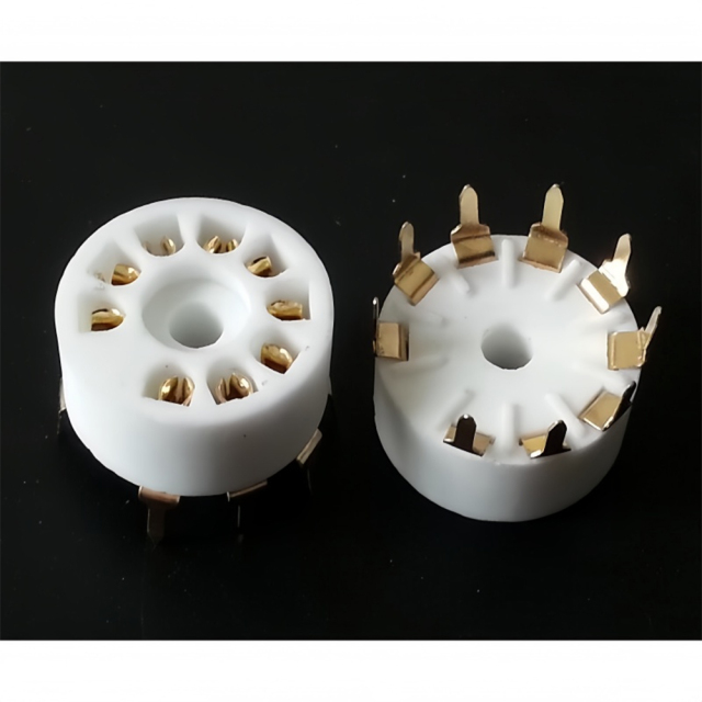 1PC Ceramic miniature 9-pin tube socket GZC9-A-G gold-plated 9-pin socket for PCB compatible with 6P1 6N1 6N3 6P14 tubes