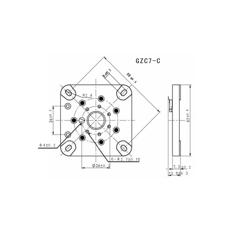 1PC Silver plated Ceramic Flat Panel 7-Pin Tube Socket GZC7-C for  6C33 FU29 FU19 FU32 FU30