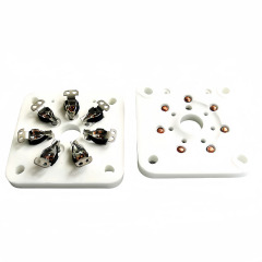 1PC Silver plated Ceramic Flat Panel 7-Pin Tube Socket GZC7-C for  6C33 FU29 FU19 FU32 FU30