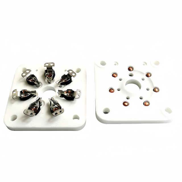 1PC Silver plated Ceramic Flat Panel 7-Pin Tube Socket GZC7-C for  6C33 FU29 FU19 FU32 FU30