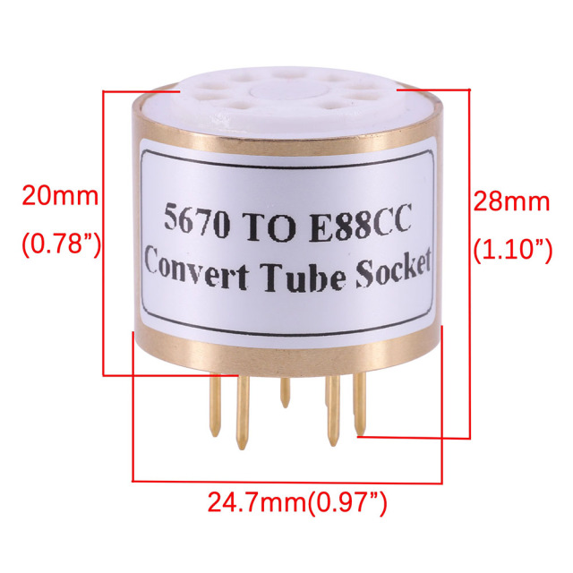 1pc Vacuum Tube Socket Adapter for 6N3 6H3N 369A, 5670 to ECC88 6N2 6N1 6922