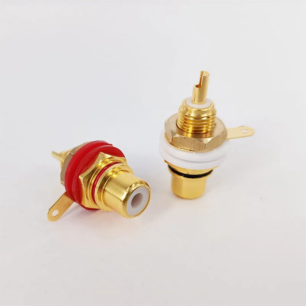 1PC EIZZ Phosphor Bronze 24K Gold-Plated RCA Signal Socket  Connector EZ-101 Tube Amplifier Lotus Socket Audio Signal