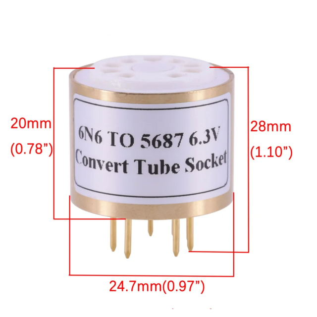 1pc handmade 6N6 to 5687  Vacuum Tube Socket Adapter for tube amplifier