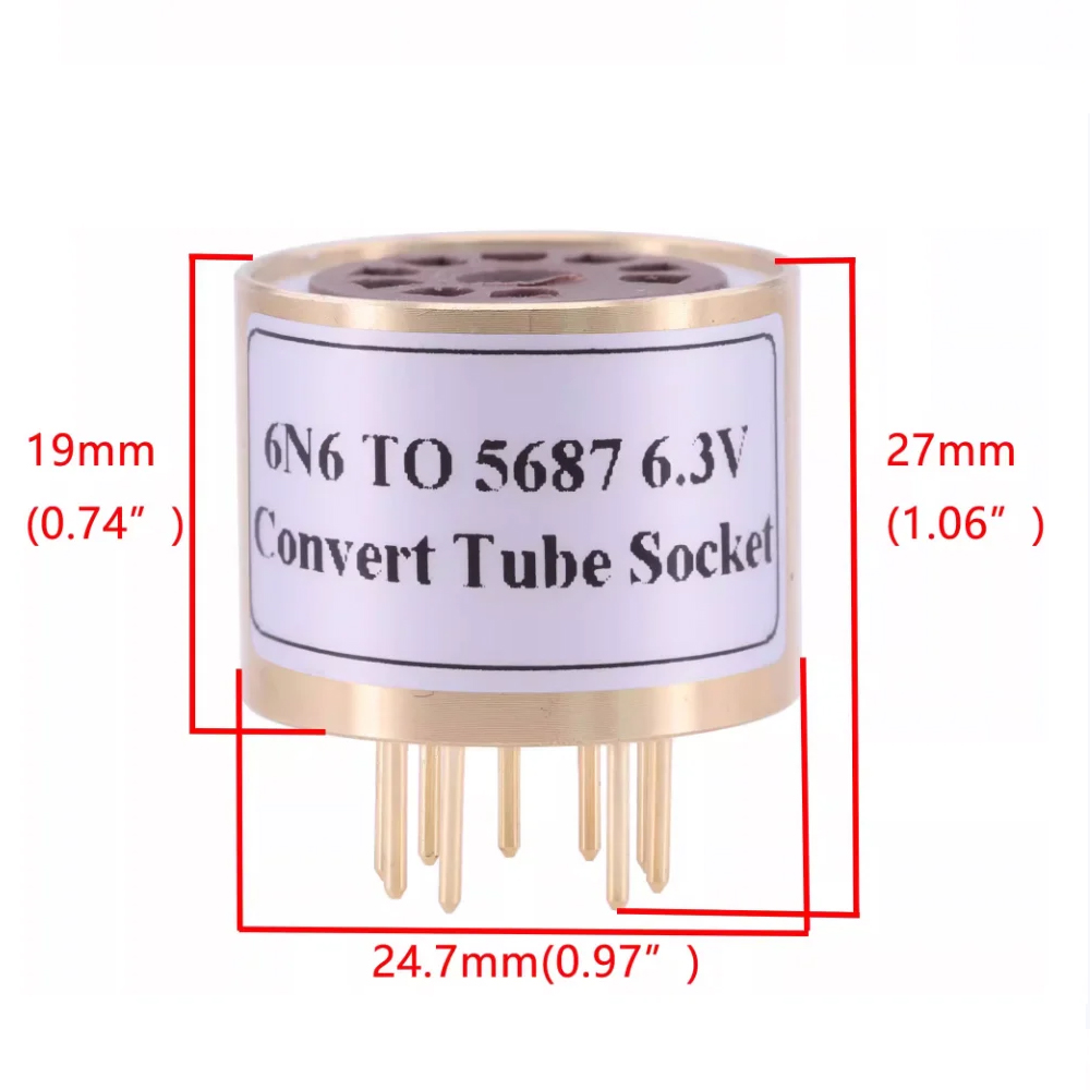 1pc handmade bakelite 6N6 to 5687 DIY Audio parts Vacuum Tube socket Adapter converter
