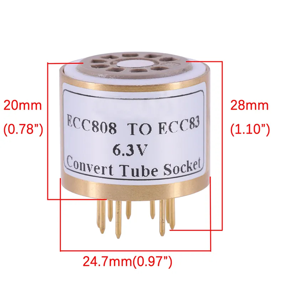 1PC ECC808  TO  12AX7 12AU7 ECC81 6.3V ECC808 TO 12AX7 bakelite DIY Audio Amplifier Vacuum Tube Convert Socket Adapter