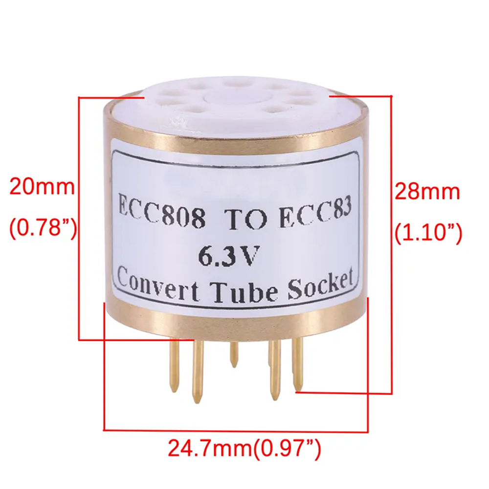 1PC ECC808  TO  ECC808  TO 12AX7 12AU7 ECC81 6.3V ECC808 TO 12AX7  DIY Audio Amplifier Vacuum Tube Convert Socket Adapter