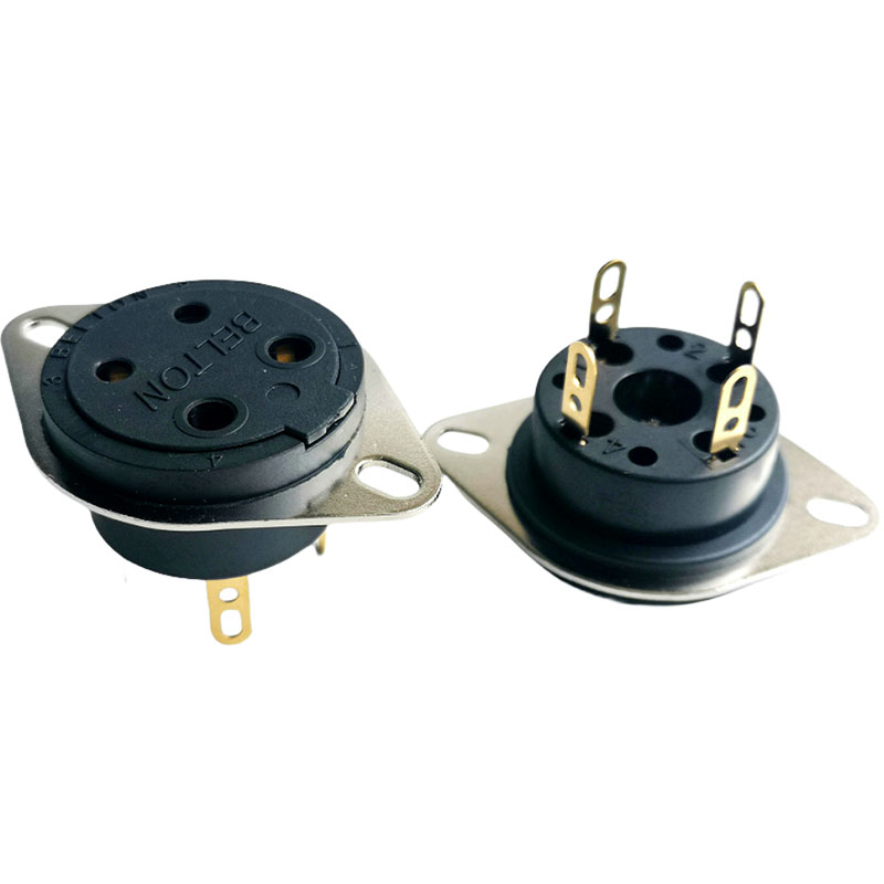 1PC BELTON Bakelite Gold-Plated 4-Pin Tube Socket Turret Terminal Compatible with 300B, 2A3, 811, 274A Tubes