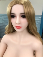 165, silicone doll gold middle part curly hair, Manman