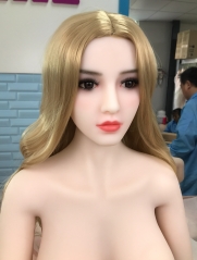 165, silicone doll gold middle part curly hair, Manman