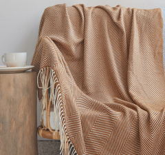 Woven Herringbone Blanket With Tassel
