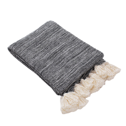 Fancy Knitted Cotton Blanket with Tassels