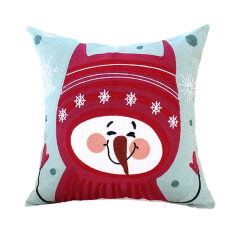 Christmas Embroidered Cotton Cushion Cover