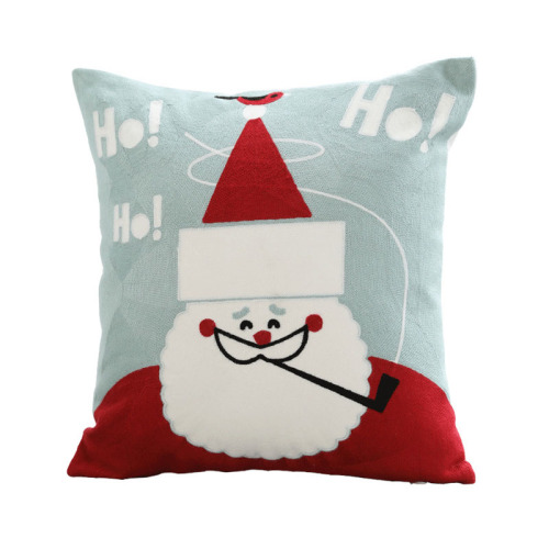 Christmas Embroidered Cotton Cushion Cover