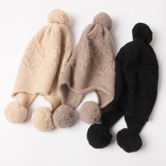 Hollow Out Cashmere Earflap Beanie