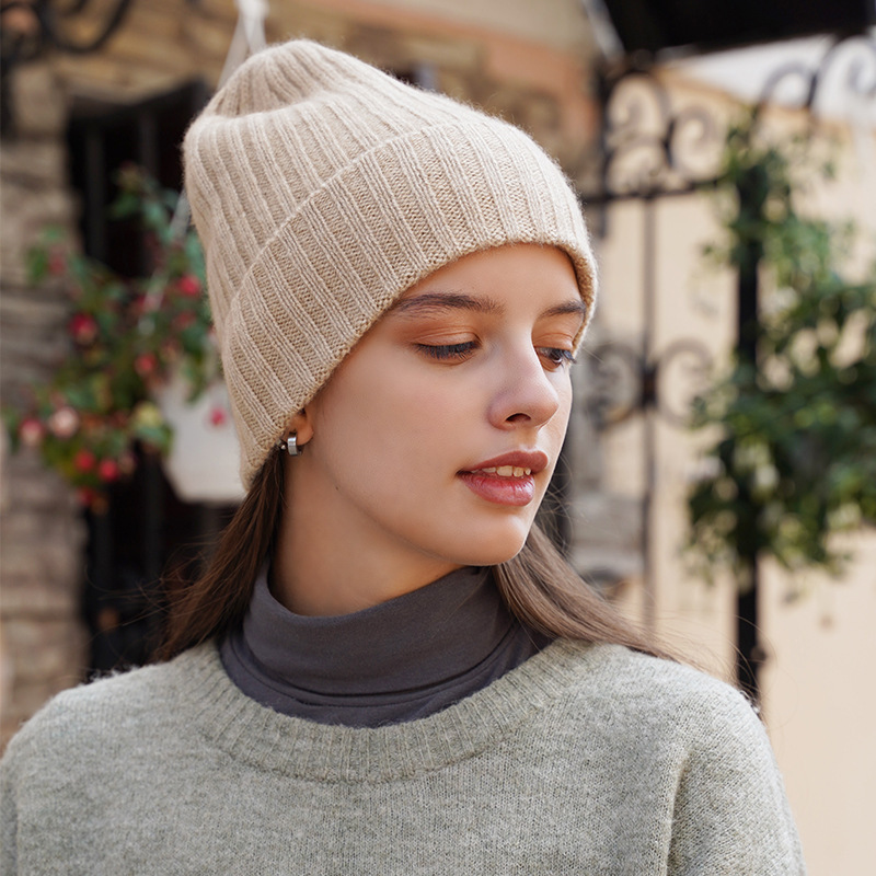 Basic Cuff Knit Cashmere Beanie