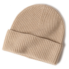 Classic Rib Knit Cashmere Beanie