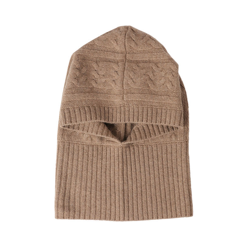 Cable Knit Cashmere Hood Hat,