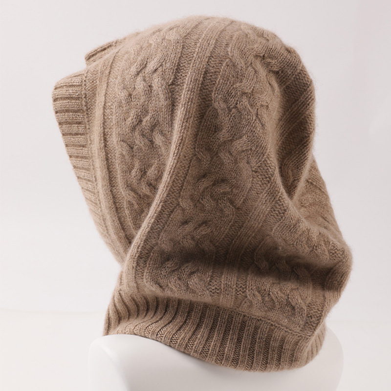 Cable Knit Cashmere Hood Hat