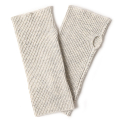 Rib Knit Fingerless Cashmere Gloves