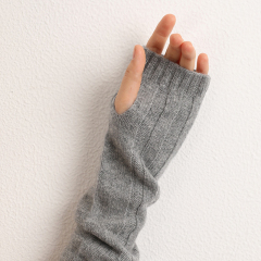 Lines Fingerless Cashmere Long Gloves