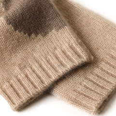 Jacquard Fingerless Cashmere Gloves