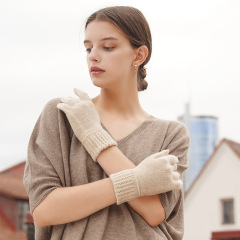 Cable Knit Fold Cashmere Gloves