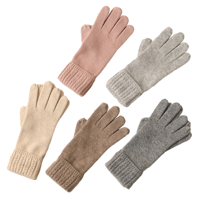 Cable Knit Fold Cashmere Gloves