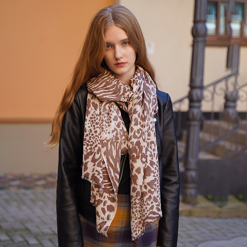 Leopard Print Cashmere Shawl