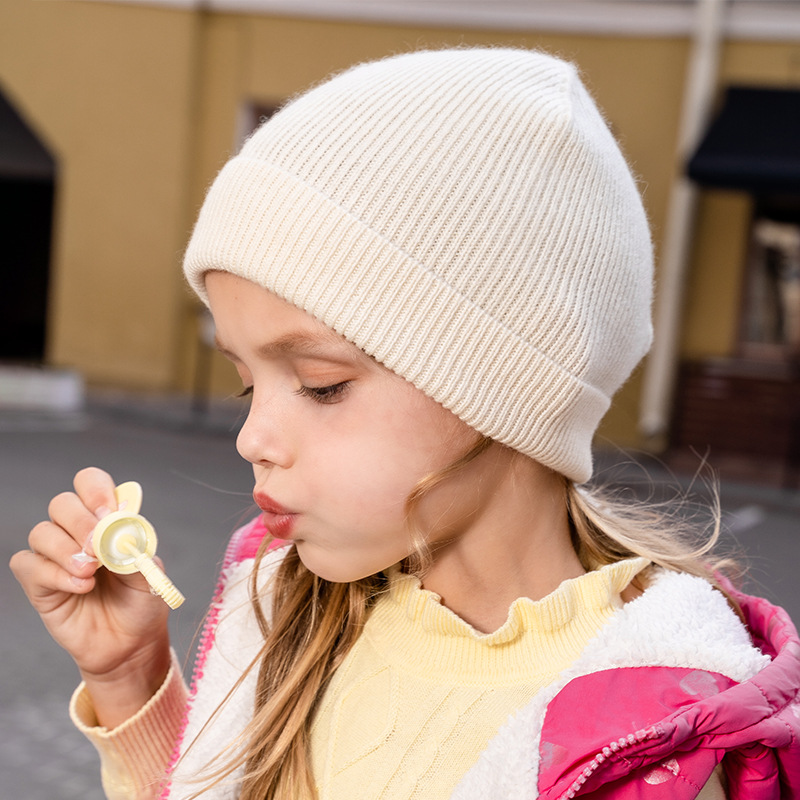 Rib Knit Cashmere Beanie for Preschoolers