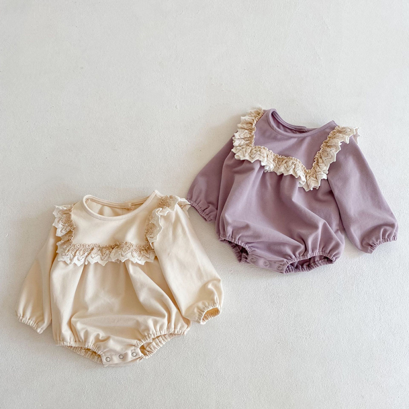 Set of 2 Lace Romper with Bonnet